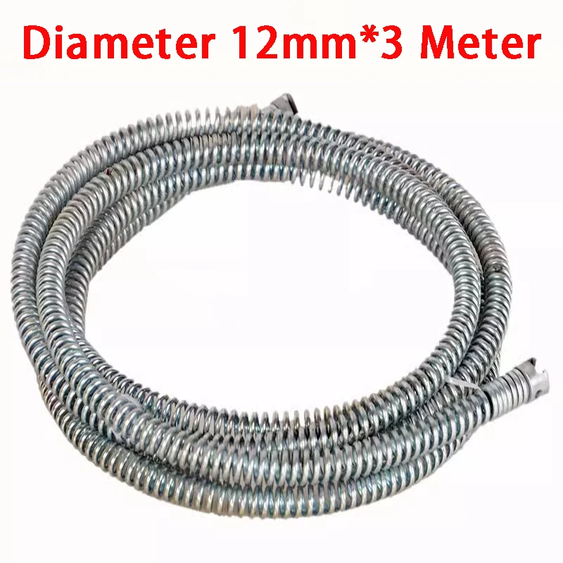 

3 Meter * Diameter 12mm Sewer Dredging Spring Electric Drill Drain Cleaner Machine Extension Sewer Pipe Dredger Cleaning Spring