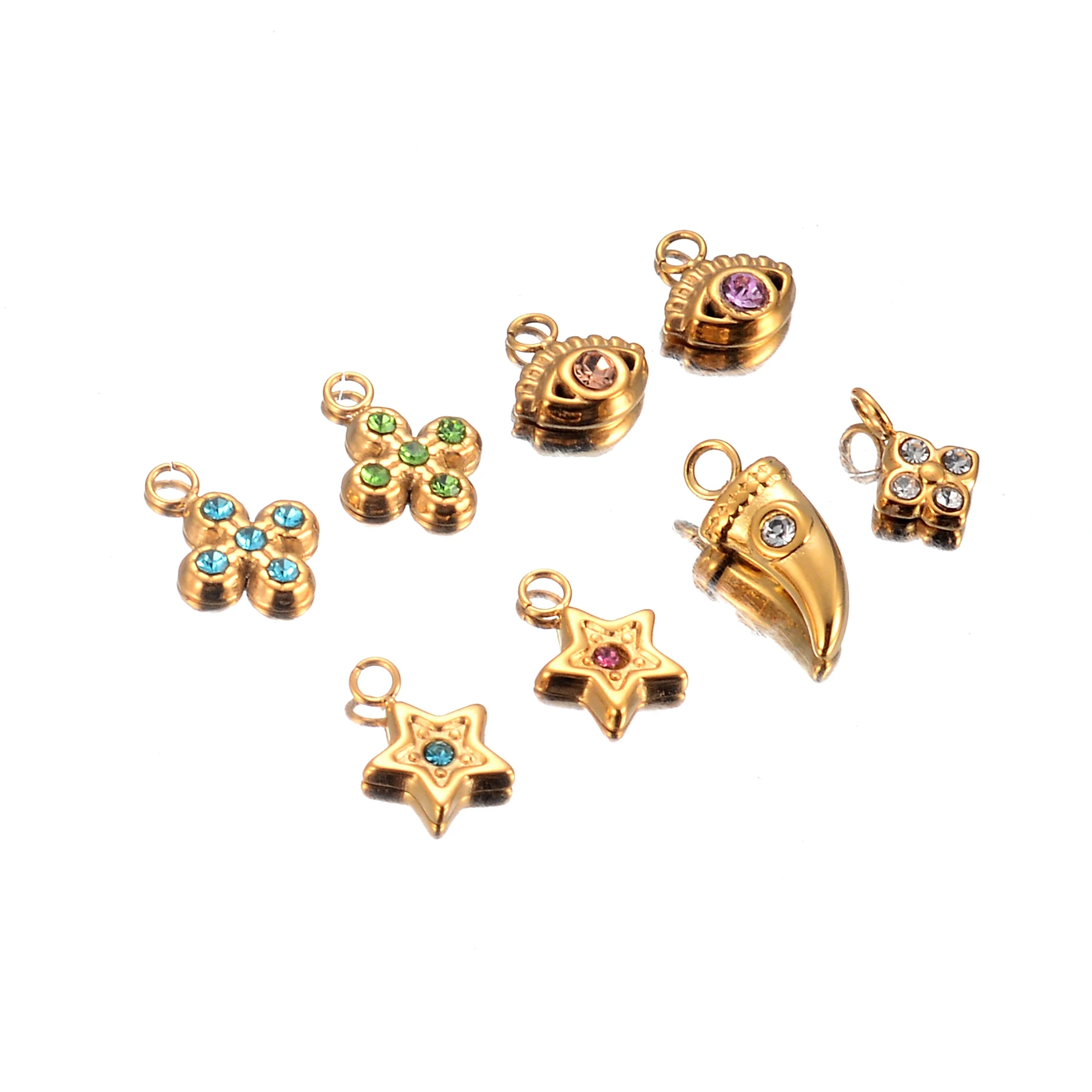 10Pcs/Lot Star/Eye/Cross/Dagger Shaped Stainless Steel Fashion Accessorie Hypoallergenic Charms Jewelry Making Bracelet Necklace
