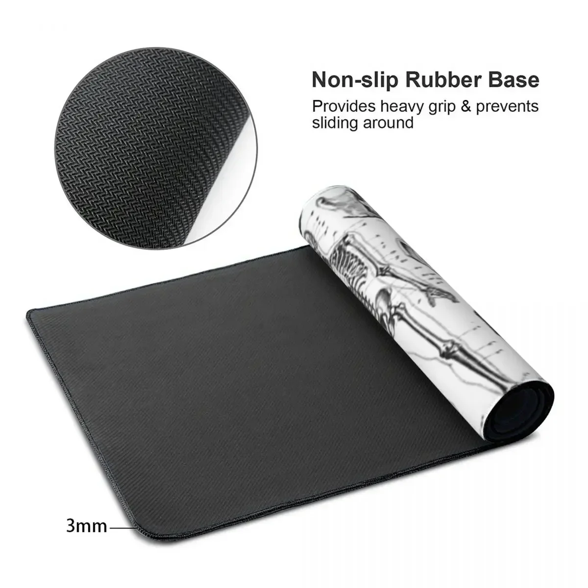 Anatomia humana impressão branca grande mouse pad teclado do computador mouse tapete de jogos pc portátil tapete de mesa acessórios de escritório tapetes de mesa