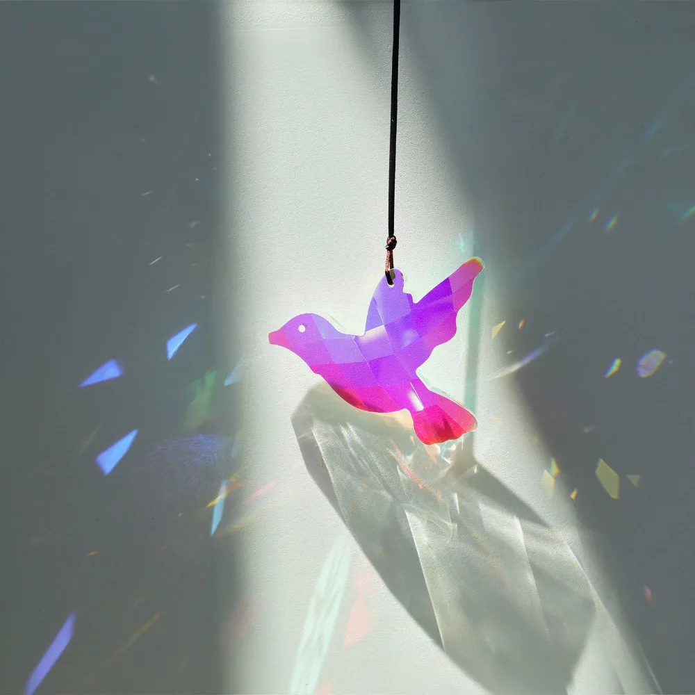 80 mm Kolibri-Kristall-Sonnenfänger, Glasprismen, facettiert, zum Aufhängen, Regenbogen-Maker, glänzender Glücks-Feng-Shui-Auto-Anhänger, Gartendekoration