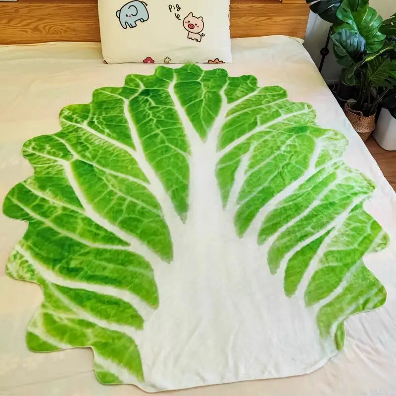 Manta de Peluche con Diseño de Bok Choy, Manta Cálida para Siesta en Cama o Sofá, Decoración Original para el Hogar y Regalo Divertido
