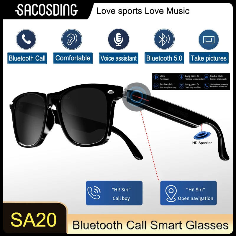 2023 Nieuwe Slimme Bril Bluetooth Call Stem Assistent Luister Muziek Bril Smart Sport Gepolariseerde Zonnebril Anti-Blauwe Bril