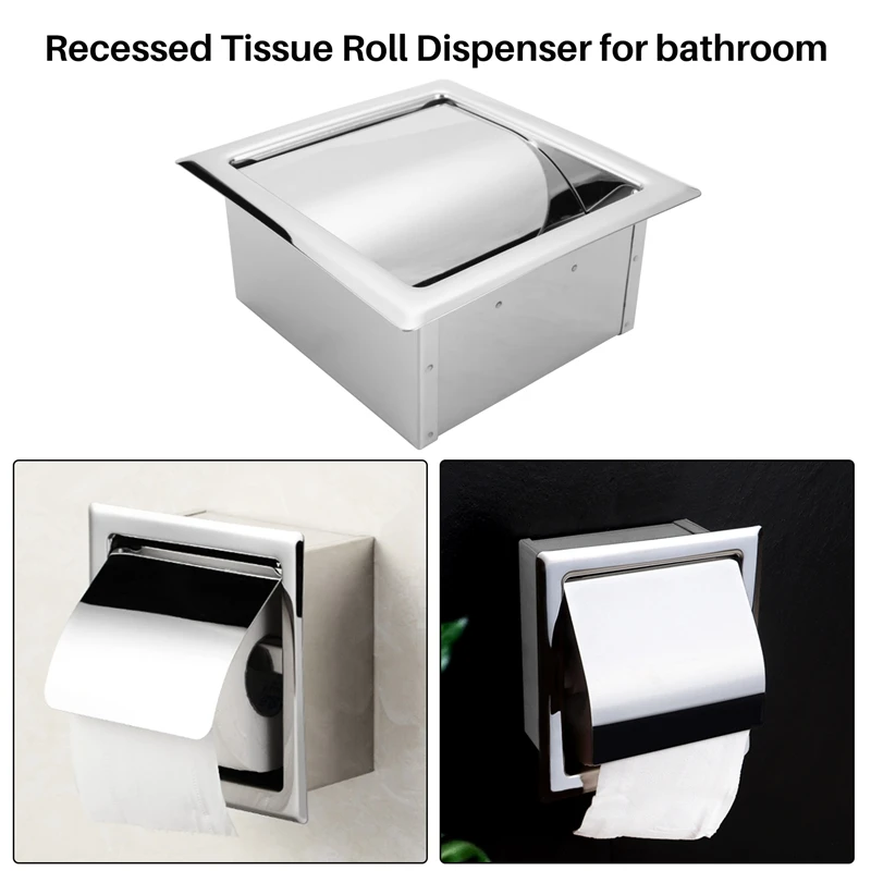 A68P-Stainless Steel Recessed Toilet Paper Holder Wall Toilet Paper Holder,Modern Style Toilet Paper Holder,Recessed Tissue Roll