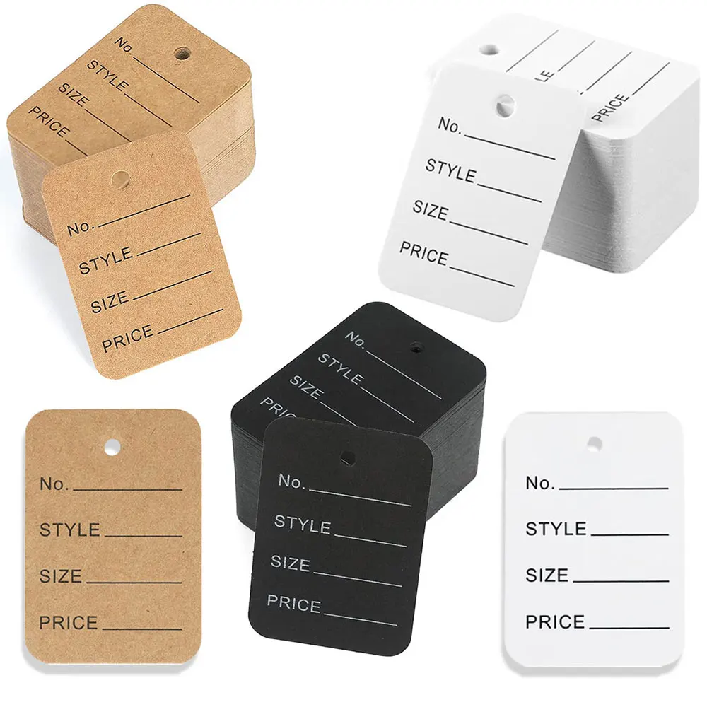 

100pcs 3.5x5cm Kraft Paper Tags White Price Labels Color Blank Cards for DIY Jewelry Retail Clothes Size Tag Store Hang Labels