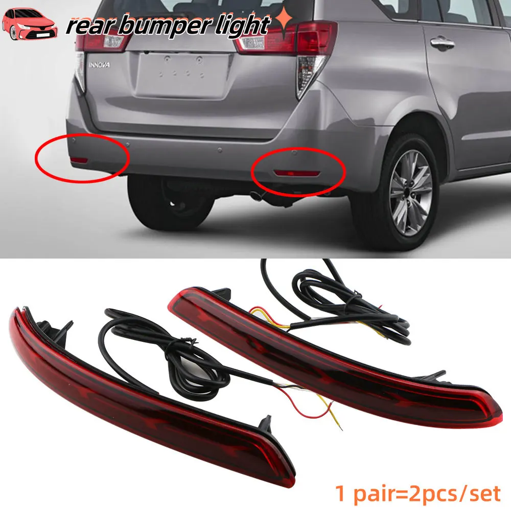 Rear Bumper Lights for Toyota Innova 2016 2017 2018-2021 Back Fog Light Lamp Lamps Brake Reflector LED 3-1 In