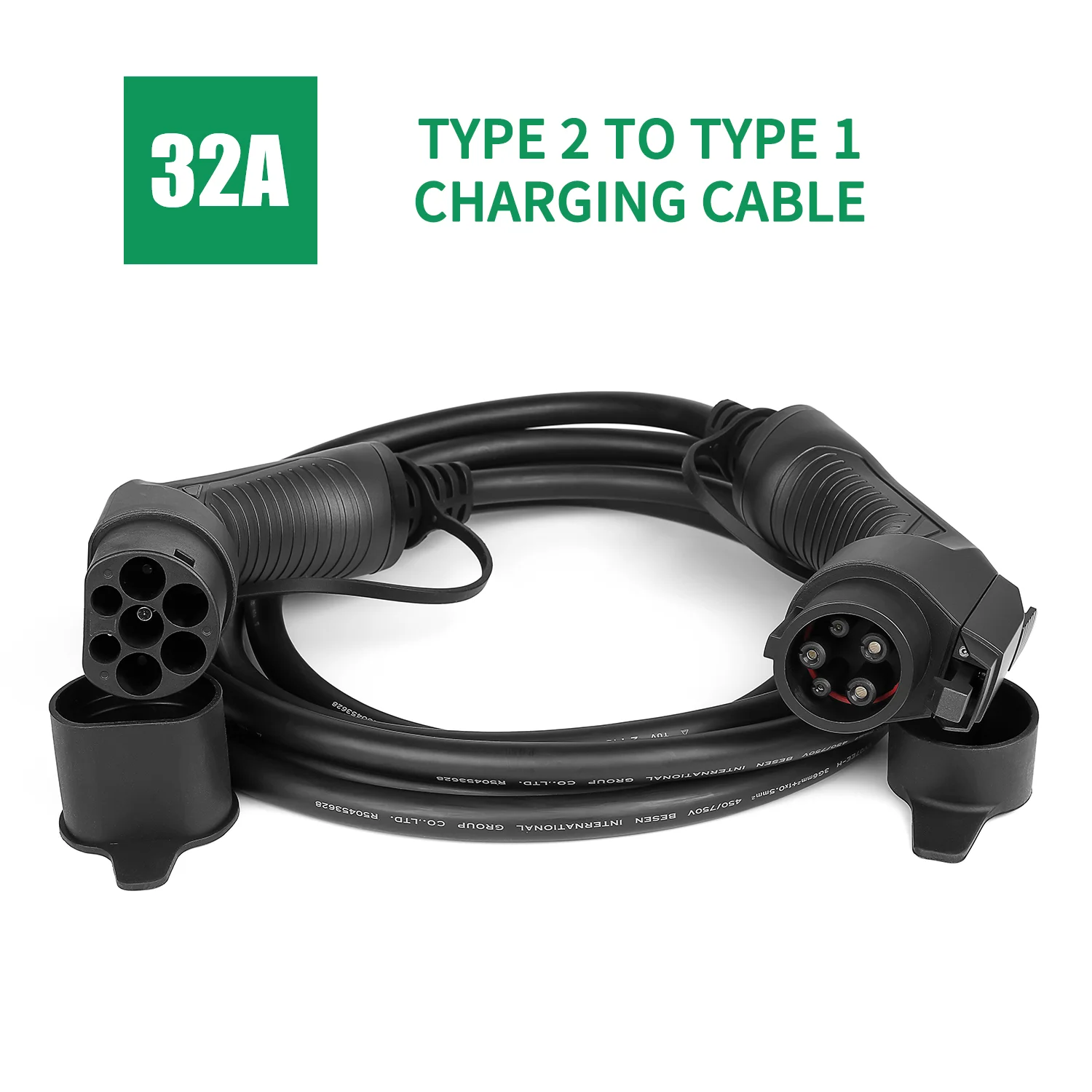 Electric Vehicle Car Charger Cable Type 2 to Type 1 Plug 32A 1 Phase 7.2KW EVSE Wallbox Cord for EV Charging Station