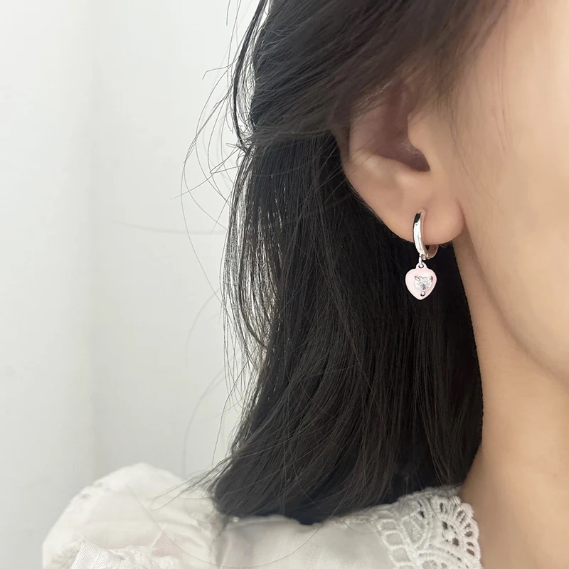 PONYKISS 티베트어 실버 지르콘 에나멜 하트 스퀘어 스타 워터 드롭 후프 귀걸이 여성을위한 유행 패션 쥬얼리 액세서리