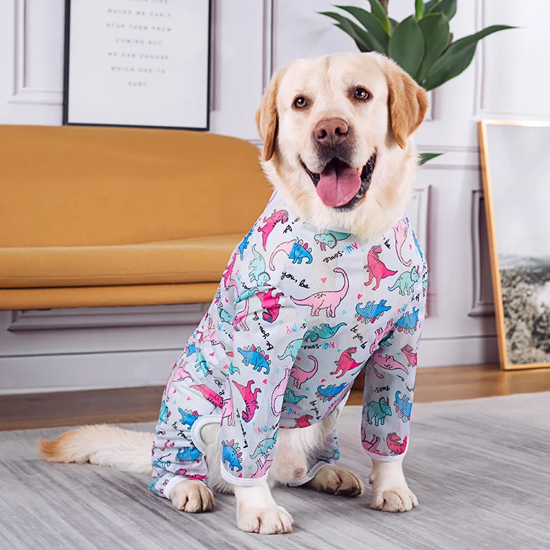 Pet Jumpsuit for Medium Large Dogs Spring Summer Mesh Breathable Cooling T-Shirt Quick Dry Lightweight Dog Clothes Overalls