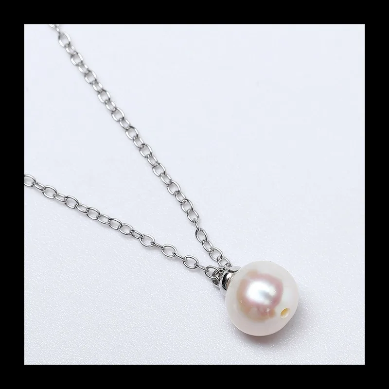 قلادة أنيقة وبسيطة من الفضة الإسترليني مرصعة بقلادة لؤلؤ المياه العذبة الطبيعية للنساء، سلسلة الترقوة الرائعة متعددة الاستخدامات Ne