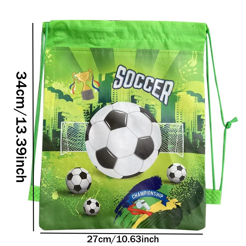 10PCS ﻿Football Backpack Soccer Ball Drawstring Gift Storage Bag Sport Soccer Ball Gift Theme Birthday Party Decoration Supplies