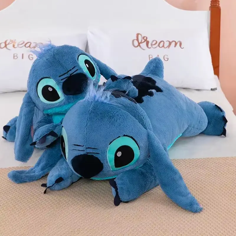 45/60/80cm Stitch Disney Doll Plush Toys Lilo&Stitch Plush Stuffed Doll Soft Pillow Prone Posture Dark/Light Blue Cute Gift Toys