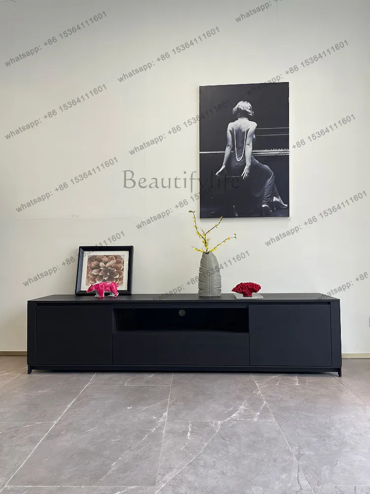 Factory Direct Italian Minimalist Smoke Color TV Cabinet Simple Living Room Solid Wood Storage Short Cabinet