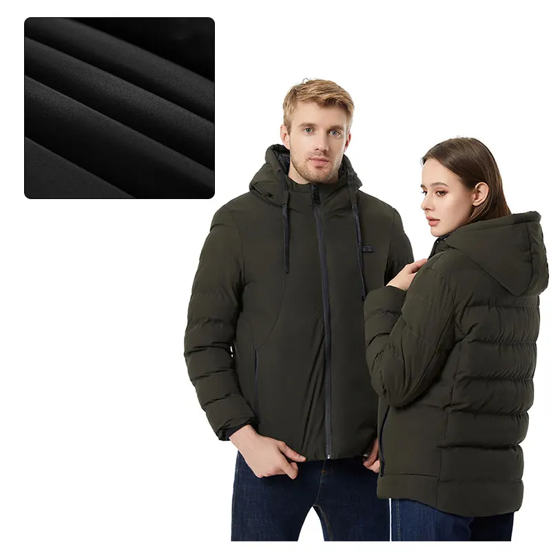 15 Area Heated Winter Hooded Jacket Men Warm Heated Jacket Women Outdoor Sport Thermal Hooded Coat (Not Included The Power Bank) view 6