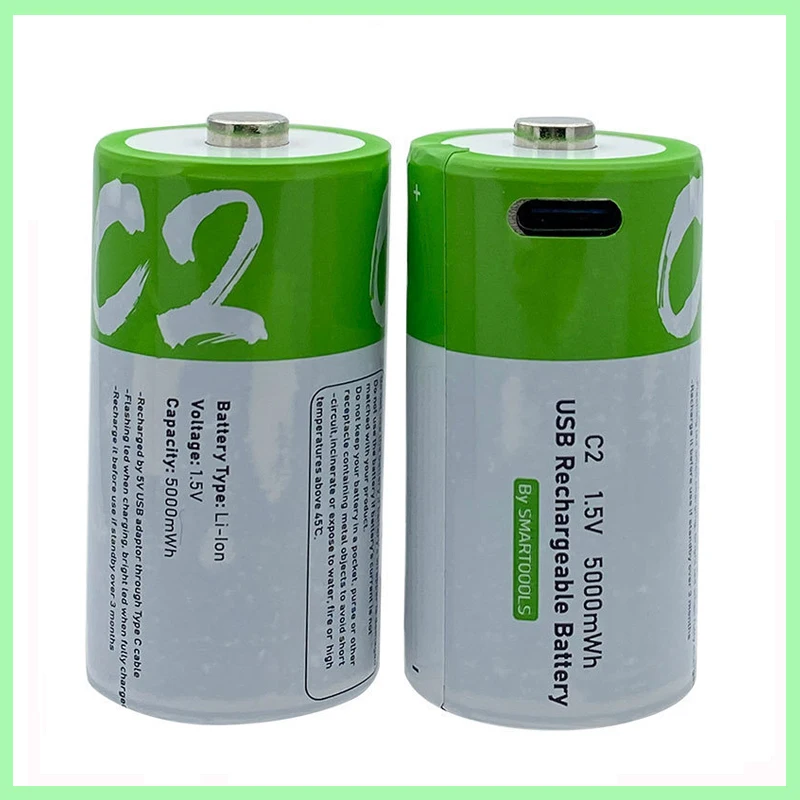 High quality C Size 1.5V 5000mWh USB Rechargeable Battery Universal Micro Charged Lipo Lithium Polymer Battery Real capacity