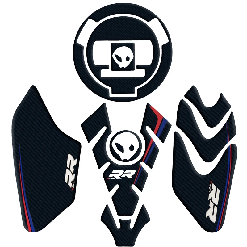 Fuel Tank Pad Kit Sticker Tank Side Oil Gas Cap Cover Protector 3D Carbon Fiber Motorcycle Decal For BMW S1000RR S1000R HP4