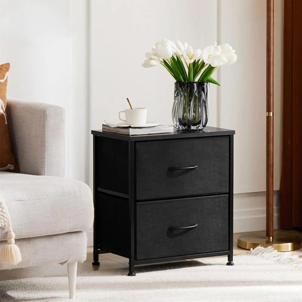 

Home Furniture Nightstand with 2 Fabric Drawers, Small Dresser, Side Table, End Table, Bedside Table, Night Stands