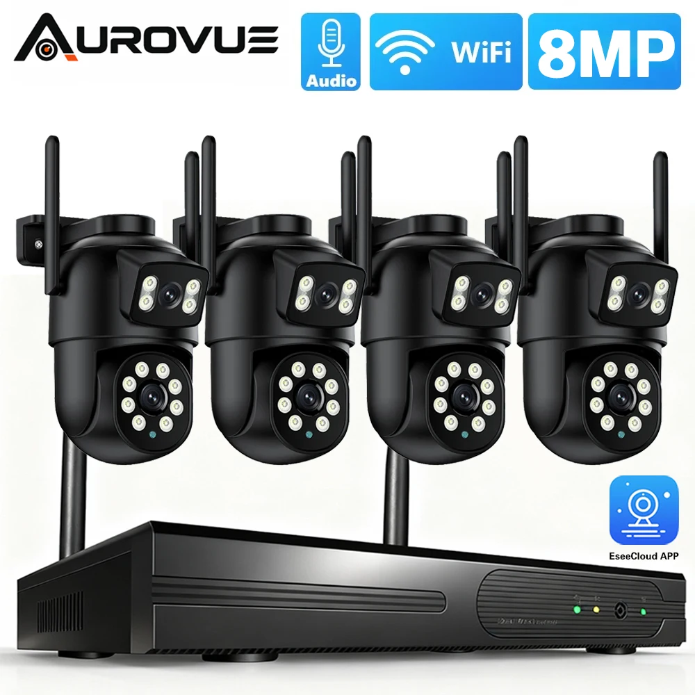 8MP Dual-Lens WiFi Sicherheitskamerasystem 16CH NVR-Kit Außen-PTZ-Kameras 355 °   Herr 90 °   Neigbare Zwei-Wege-Audio-Kamera mit Intelligenter Bewegungserkennung, Farb-Nachtsicht, IP66 Wetterfest,