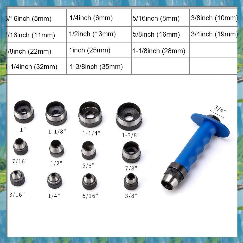 

Mar.14Pcs Hollow Punch Set DIY Leather Craft Belt Punching Tool With Plastic Box DIY Leather Craft Household Tool 5Mm-35Mm