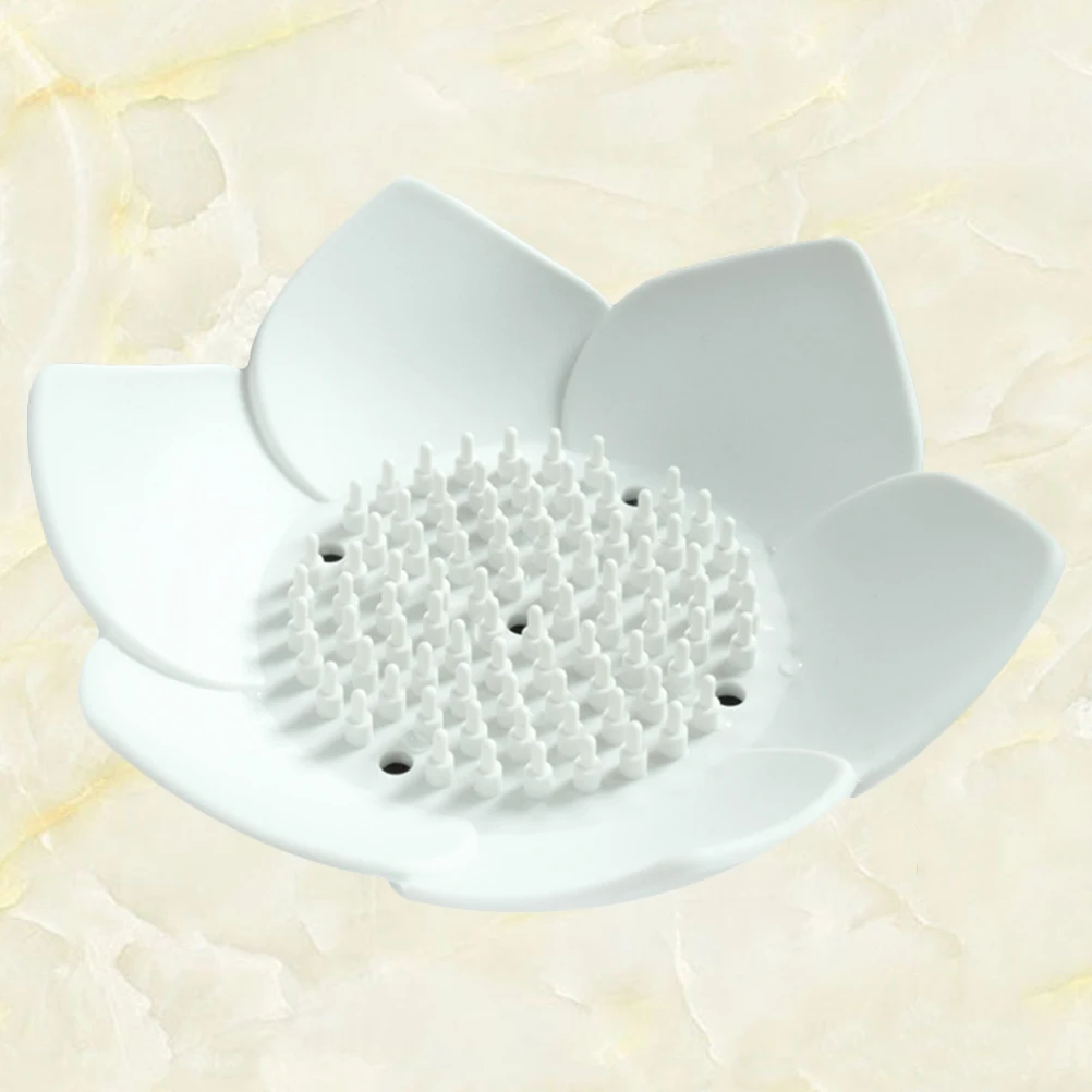 

Silicone Petals Shaped Dish Non-Slip Draining Soap Holder Creative Flower Design Household Bathroom Kitchen