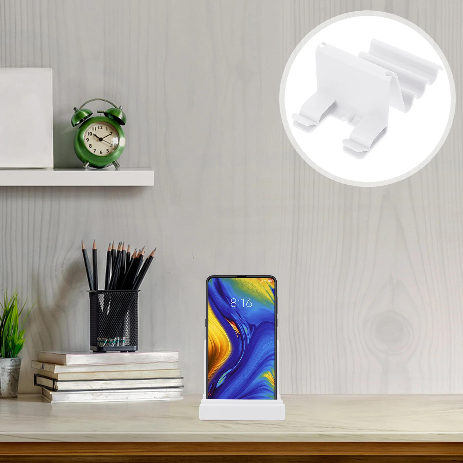 

Desktop Multi-Angle Adjustable Phone Tablet Stand Holder 3-Slot Plastic Bracket For Horizontal Vertical Use Cable