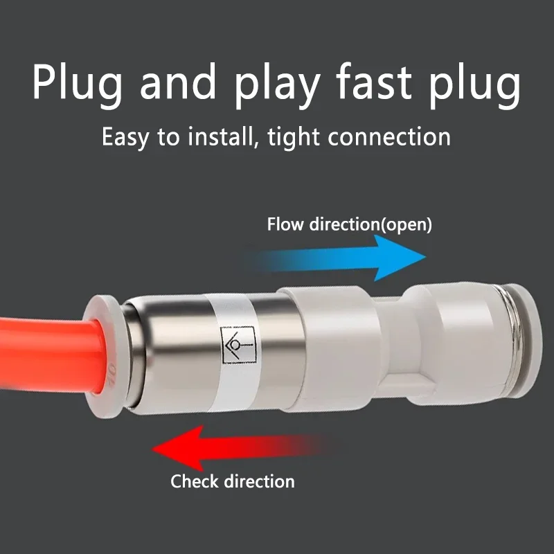 Pneumatic Check Valve 6mm 8mm 10mm 12mm One Way Valve Air Gas Single Way Brass Valve Air Compressor Pipe Fitting Adapter