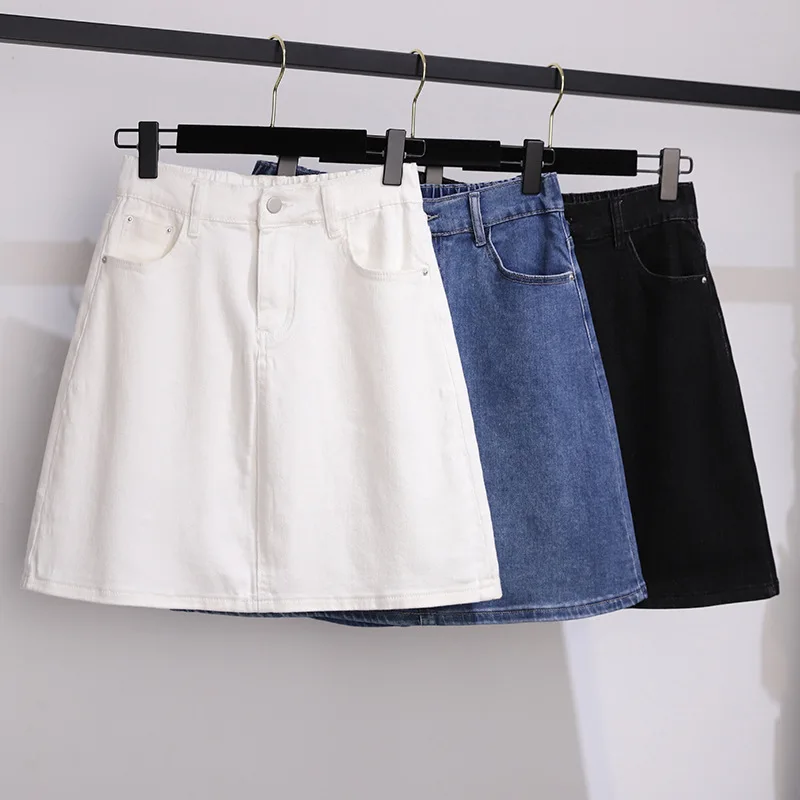 

2023 summer new oversized women denim skirt show thin casual loose skirt women 100/150kg