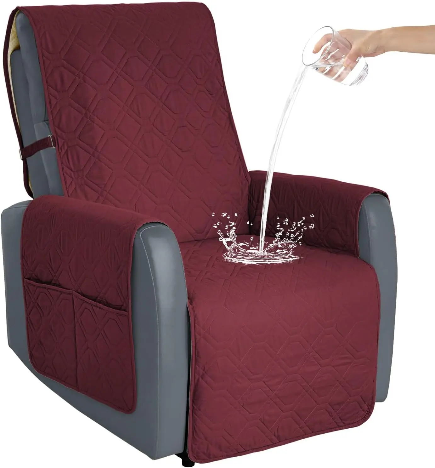 

Recliner Chair Cover Sofa Slipcover Non-Slip Chair Couch Cover Hine Washable Furniture Protector With Straps For Dogs(Bury,