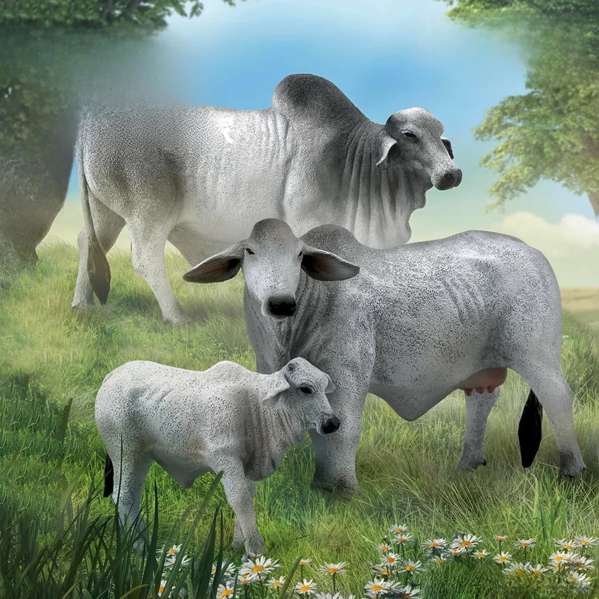 Modelo de Animal para Educação Infantil CollectA, Boneco de Touro Brahman em Postura Estática, Material Plástico, Adequado pa...
