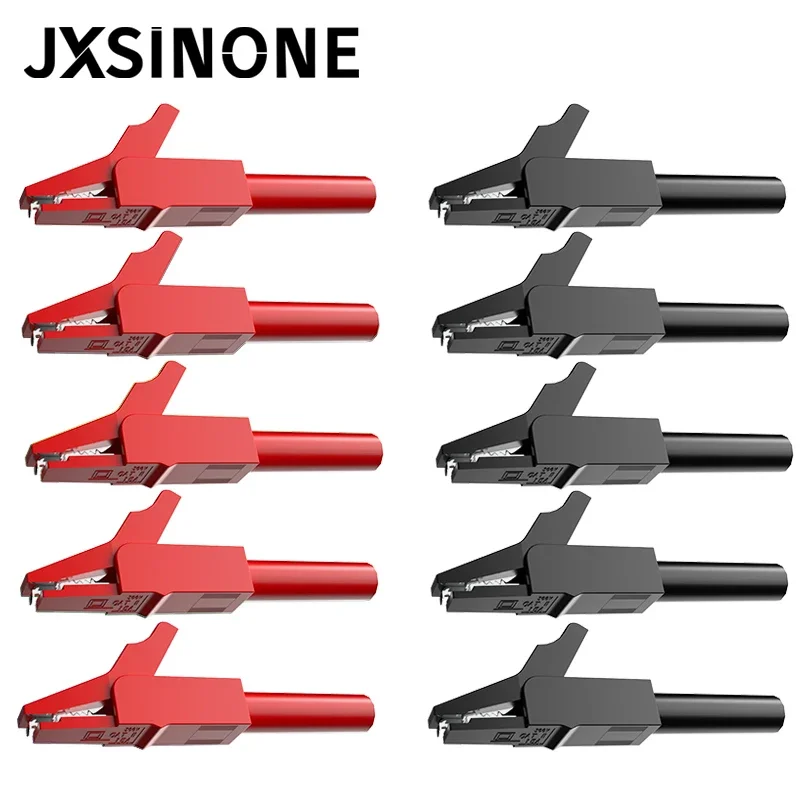 JXSINONE 10 قطع مشبك التمساح إلى محول اختبار جاك أنثى الموز 4 مم