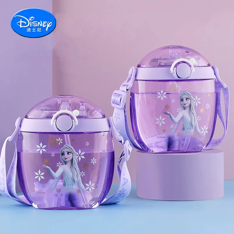 DISNEY Mickey water Bottles Frozen Elsa Princess kids Feeding cup with Straw Cute Round drinking cup for children drink ware