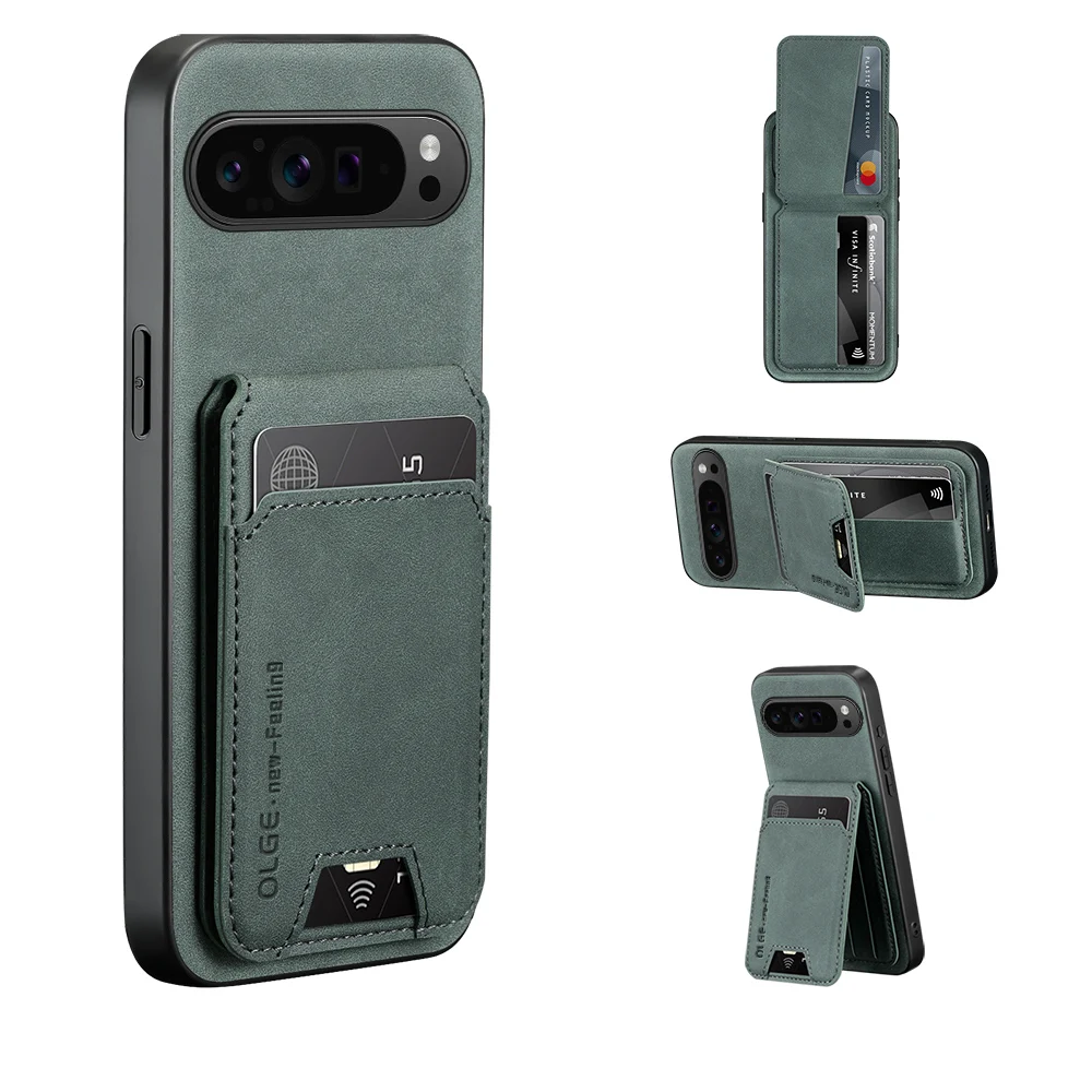 Чехол для телефона Google Pixel 10 Pro XL 9 Pro 9A 8 8A 7 7A, однотонный кожаный чехол-кошелек с отделением для карт и подставкой