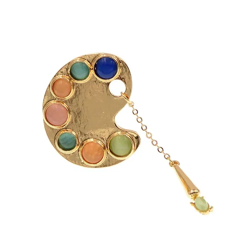 CINDY XIANG Color palette Brooches Metal Pendant Jewelry Fashion Summer Oil Painting Board Shape Pins Gifts For Girls