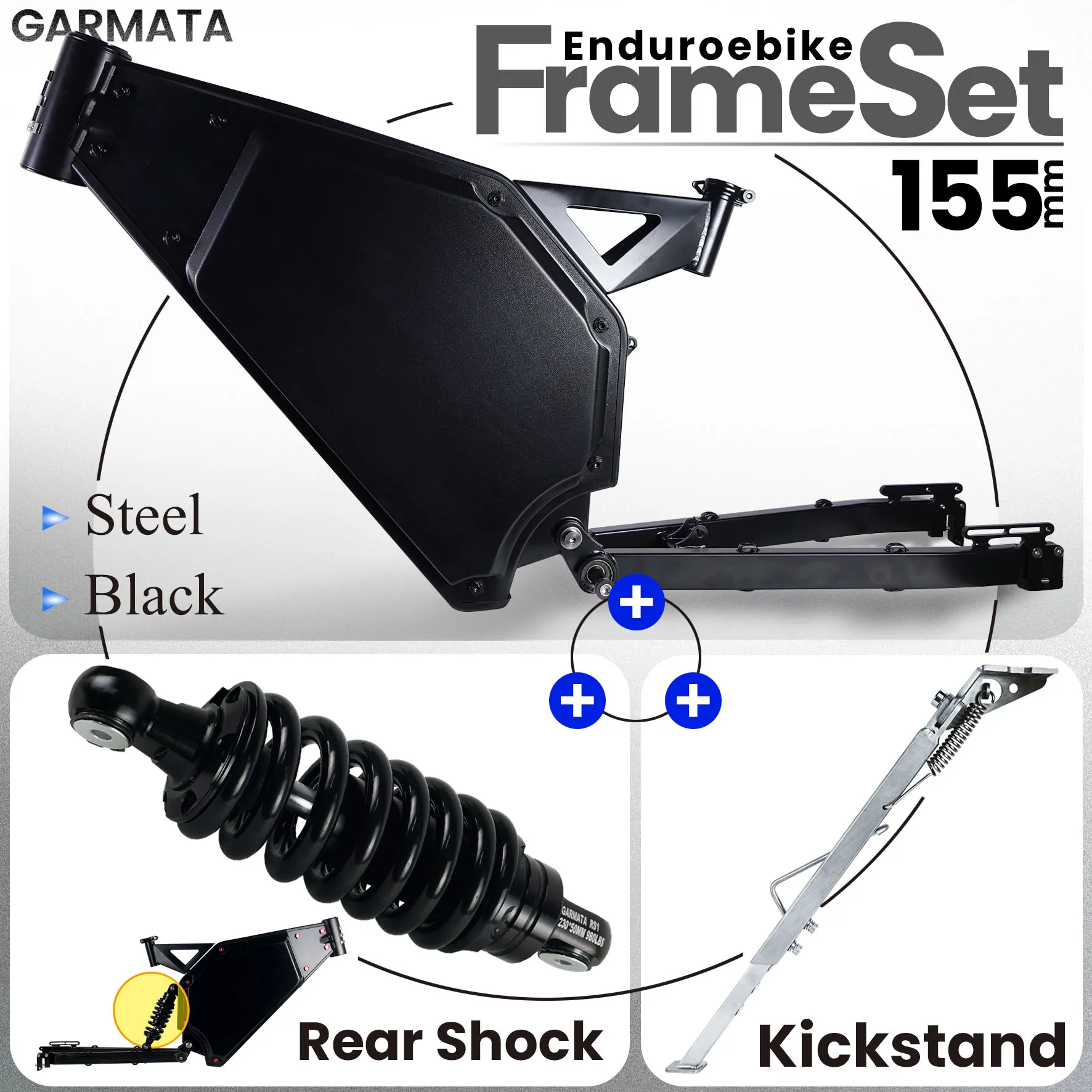 

NEW Enduro Ebike frameset 5000w 10000w DIY e-bike frame high power electric bicycle frame strong courier 155mm Steel White Black