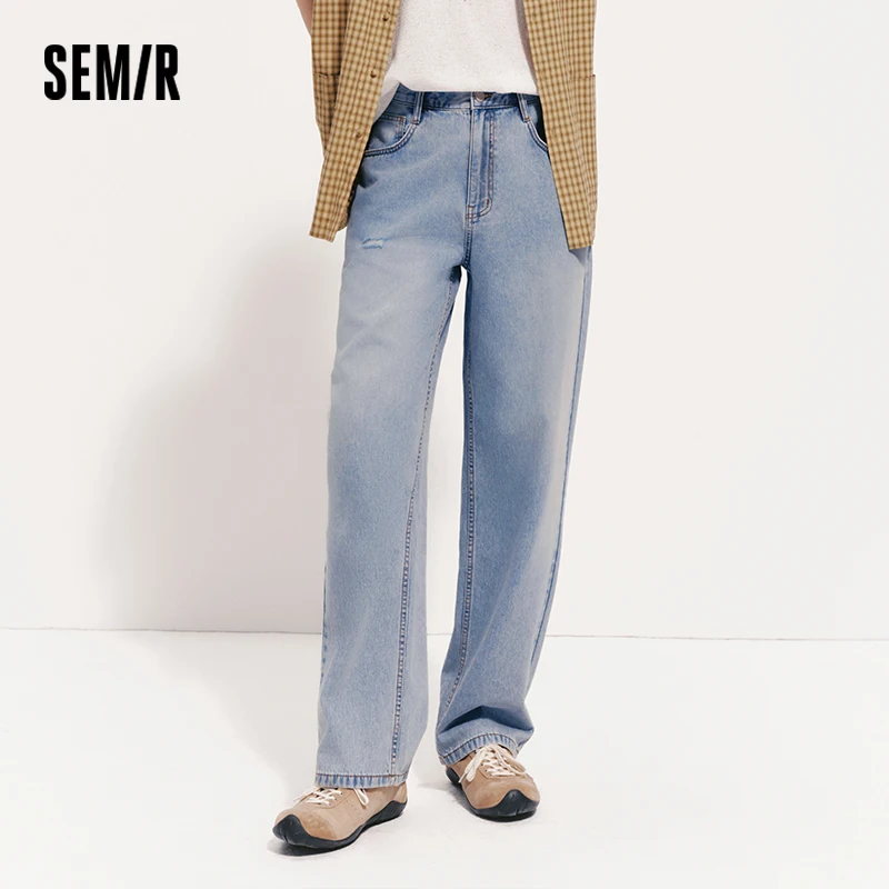 

Semir Men Pants Denim Ripped Cool Feeling Loose Straight Leg Vintage Washed 2026 Summer Fashion Casual Style Top