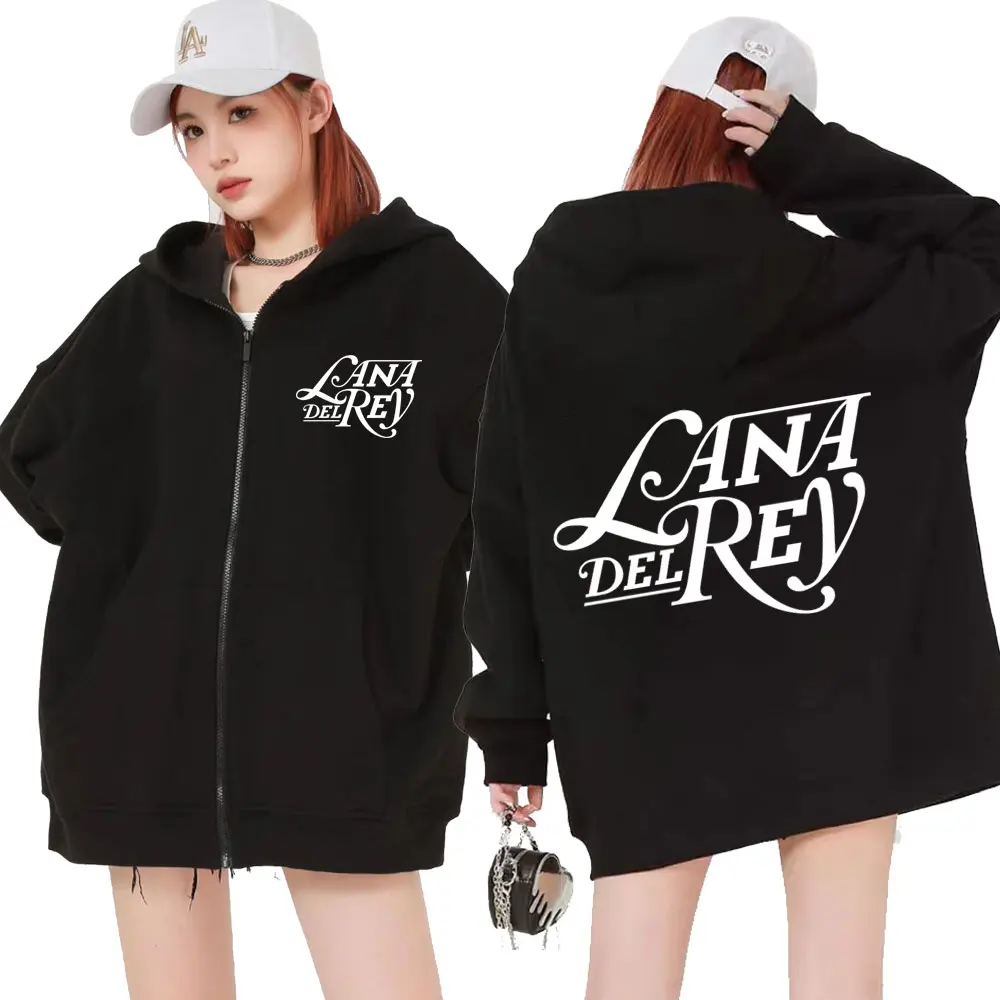 Lana Del Rey Graphic Logo Zipper Hoodie Men Women Vintage Oversized Zip Up Sweatshirt Fashion Fleece Hoodies Jackets Streetwear