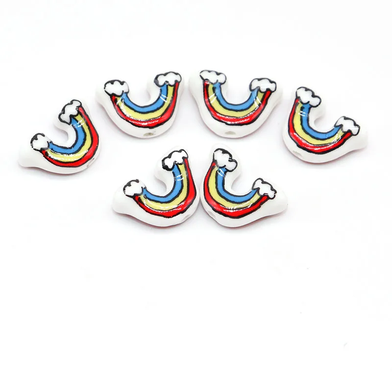 5pcs Rainbow Ceramic Beads Jewelry Making Bracelet Necklace Hand-painted Colorful Spacer Porcelain Beads Handicrafts Accessories