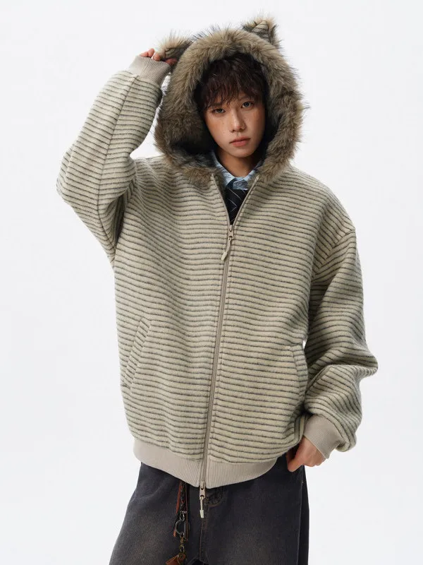 

Мужская хлопково-шерстяная куртка TANGZ Studio American Style с капюшоном, клетчатым меховым воротником и принтом Mountain Eagle, свободного кроя, молодежная, популярная модель