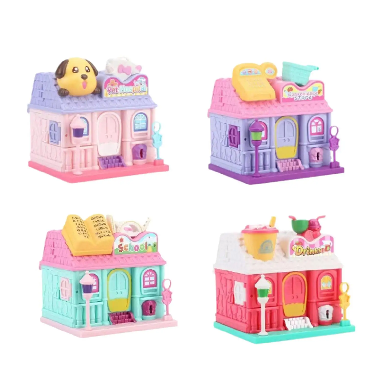 Kids Playhouse Playset, Foldable Dollhouse Toy, DIY Imagination with Figure and Furniture Role Play Game for Presents Girls