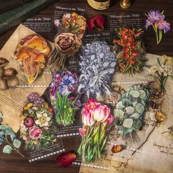 40Pcs Vintage Eucalyptus Mushroom Flower Decorative Pet Sticker Scrapbooking Arts Material Label Diary Journal Planner