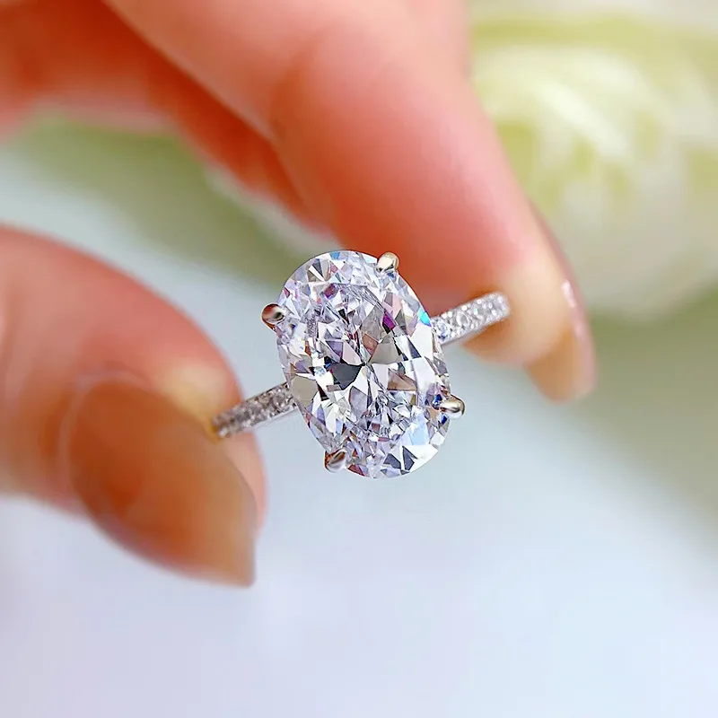 

Новые поступления кольцо из стерлингового серебра S925 большой овальной огранки кольца с муассанитом для женщин свадебные обручальные украшения на палец персонализированные