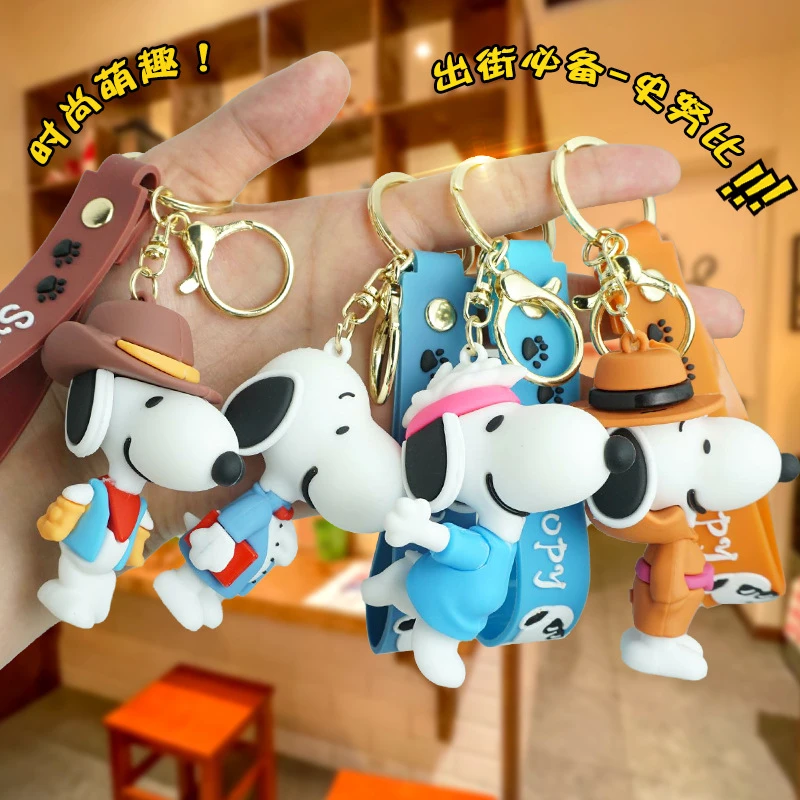 

MINISO Snoopy Charm Keychains Cute Silicone Cartoon Dolls Star Charms for Women's Handbags and Keys Perfect Birthday Gift