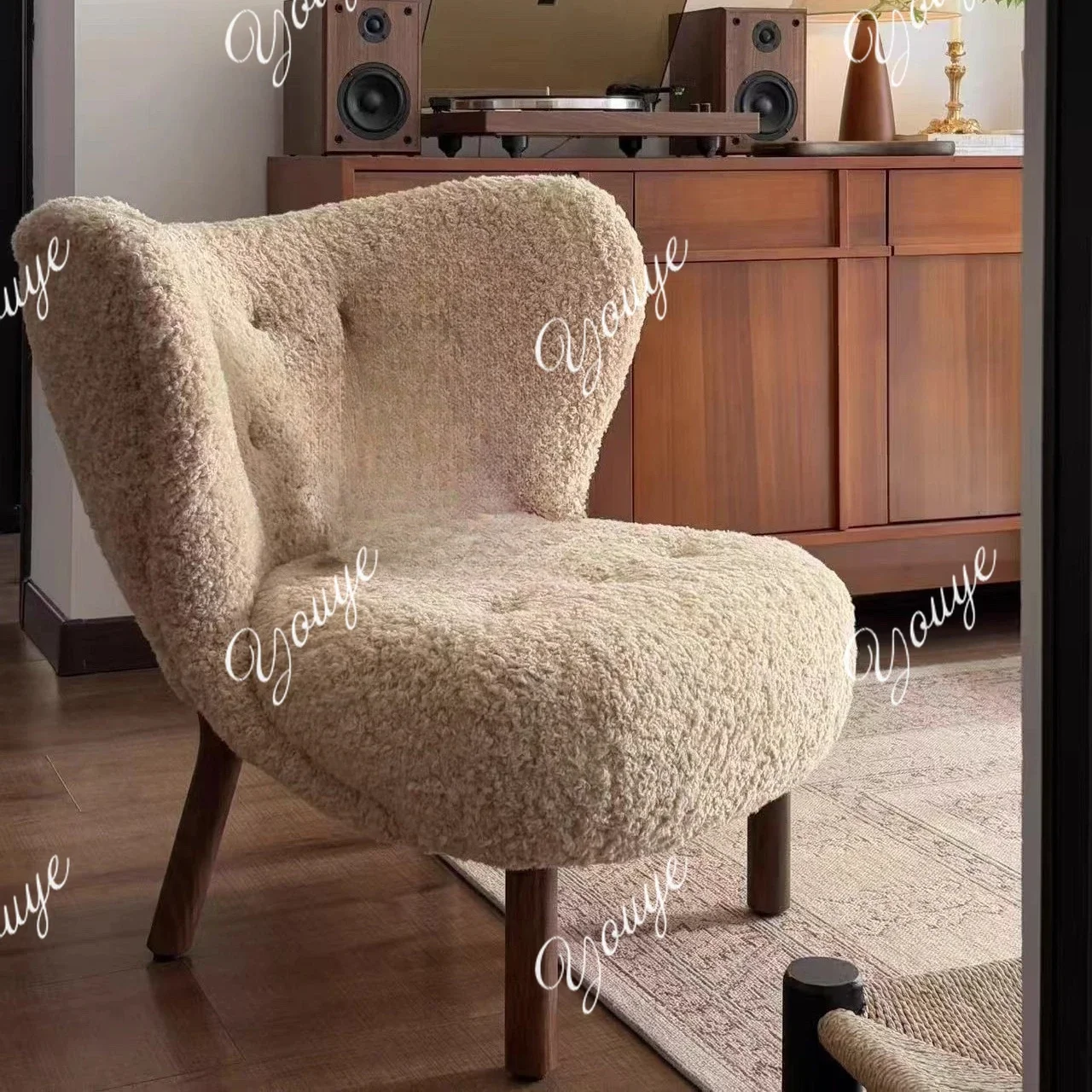 

A63 Французский винтажный односпальный диван в средневековом стиле, простая гостиная из овечьей шерсти, ленивый диван, дизайнерское кресло для отдыха