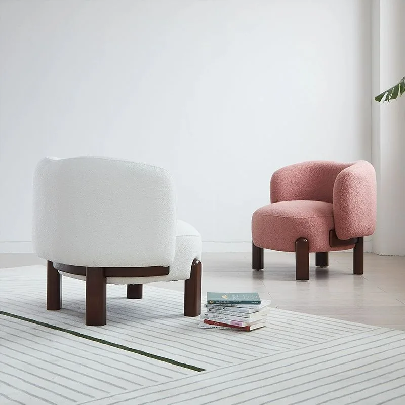 

Single Fabric Sofa Chair,Nordic Single Chair,Internet Famous Armchair,Living Room Balcony, Solid Wood Leisure Chair, Single Sofa