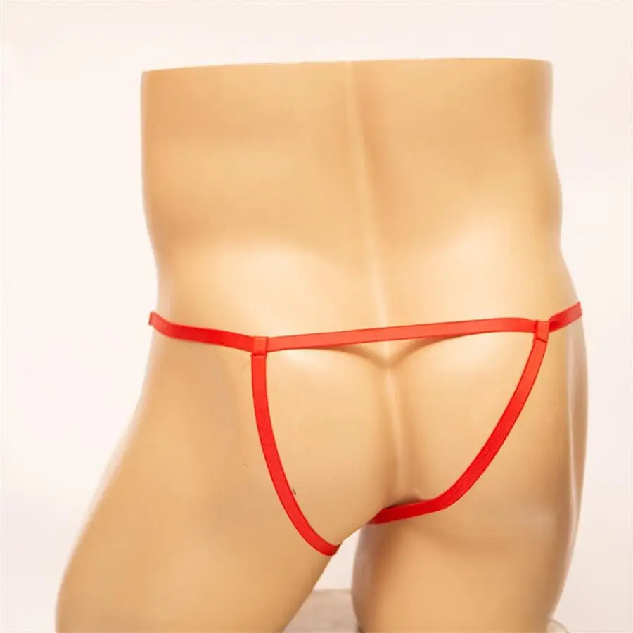 Men's sexy panties Lace Chain T-pants Red Black Hollowed-out XXX Sissy Penile Hole Dick Men's erotic lingerie view 2