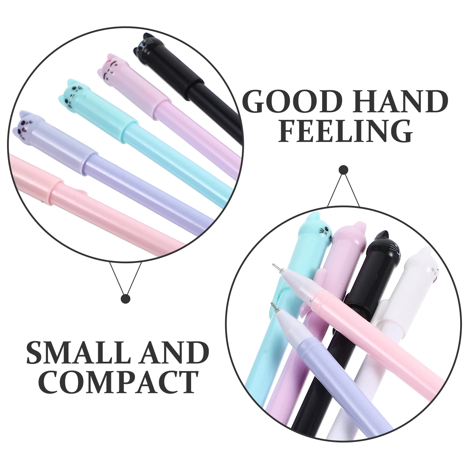 6 Pcs Creative Stationery Pen Cap Cat Gel Pens Writing Ink Cartoon Kawaii Lovely Appearance Smooth Writing Good For Notes Study