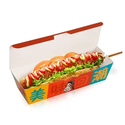 Customized productTop cheap price custom print hot dog take away boxes paper corndog tray packaging single Corn Dog