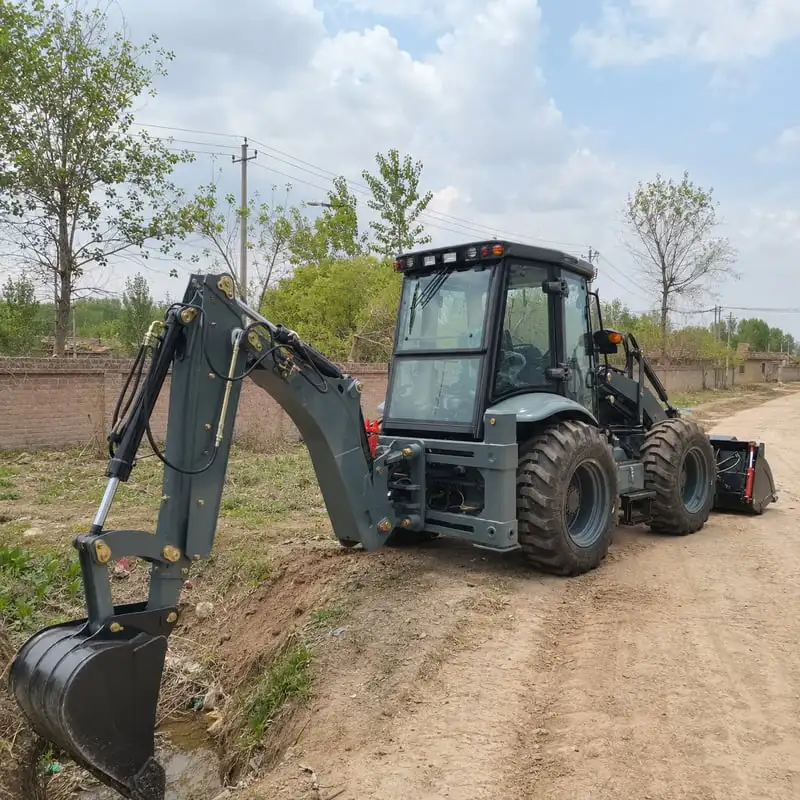 Professional Customized Hydraulic Setup 4WD Backhoe Loader Stable Outriggers Digging Arm Excavator Loader for Gravel Handling