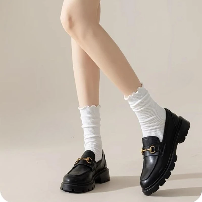 6 أزواج أنبوب طويل الربيع والخريف نمط الأذن حافة مكدسة الجوارب النسائية نمط الكلية بلون الحلو فتاة الأوسط جوارب أنبوبية