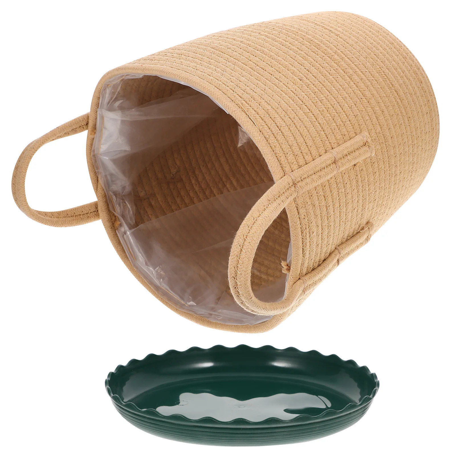 

1Set Cotton Thread Woven Basket Elegant Storage Organizer Bedroom Living Room Sundries Holder Small Snack Baskets