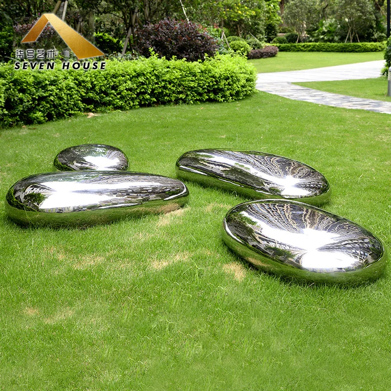 Outdoor stainless steel cobblestone floor decoration Hotel sales office courtyard pool decorative landscape water drop sculpture